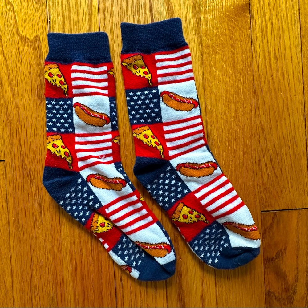 Unbranded Kids Unisex Socks Pizza Hot Dog Patchwork Multicolored Size 1-4